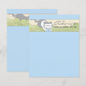 Baby shower Advice Kaart "Blue Cat Storybook" (Voorkant / Achterkant)