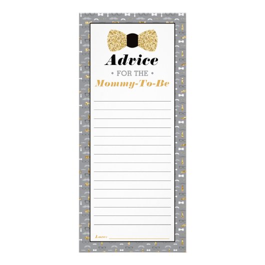 Baby shower Advies Kaart, Bow Stropdas Reclamekaart (Voorkant)