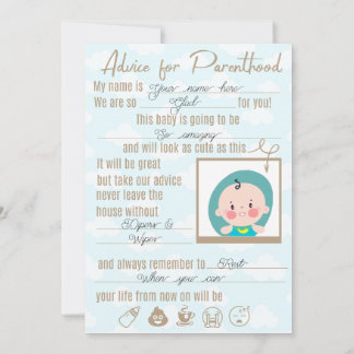 Baby shower advies notitiekaartje