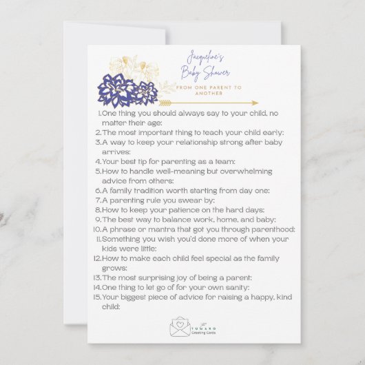 Baby shower Adviezen kaart paarse thema (Voorkant)