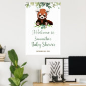 Baby shower Affiche de bienvenue mignonne Ours Pan (Bureau à domicile)