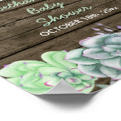 Baby shower Affiche de bienvenue Rustique Succulen (Coin)