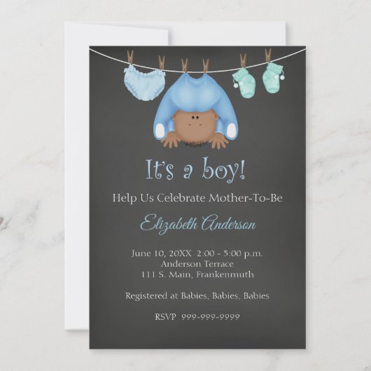 Baby shower Africain Américain Baby Boy Invitation (Devant)