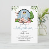 Baby shower agricole, Blue Barn Invitation (Debout devant)
