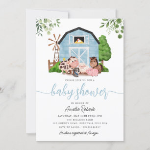 Baby shower agricole, Blue Barn Invitation