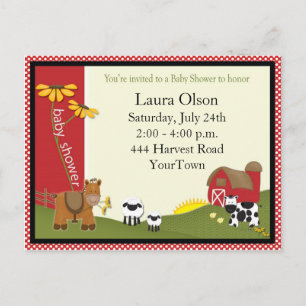 Baby shower agricole Carte postale Invitation
