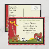 Baby shower agricole Carte postale Invitation (Devant / Derrière)