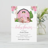 Baby shower agricole, Invitation de la grange rose (Debout devant)