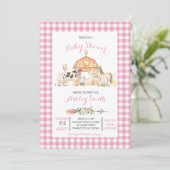 baby shower agricole Invitation fille rose (Debout devant)
