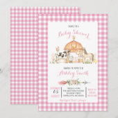 baby shower agricole Invitation fille rose (Devant / Derrière)