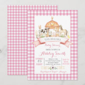 baby shower agricole Invitation fille rose (Devant / Derrière)