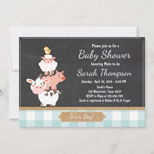 Baby shower agricole invitation Pays Bébé Garçon B (Devant)