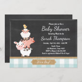 Baby shower agricole invitation Pays Bébé Garçon B (Devant / Derrière)