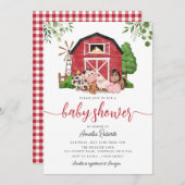 Baby shower agricole, Red Barn Invitation (Devant / Derrière)