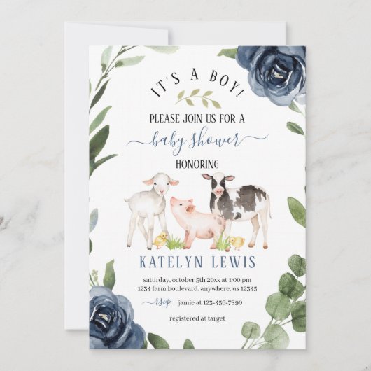 Baby shower agricole verdoyant Invitation (Devant)