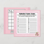 Baby shower Alfabet Naam & Bingo Spel Roze Lam Kaart (Voorkant / Achterkant)