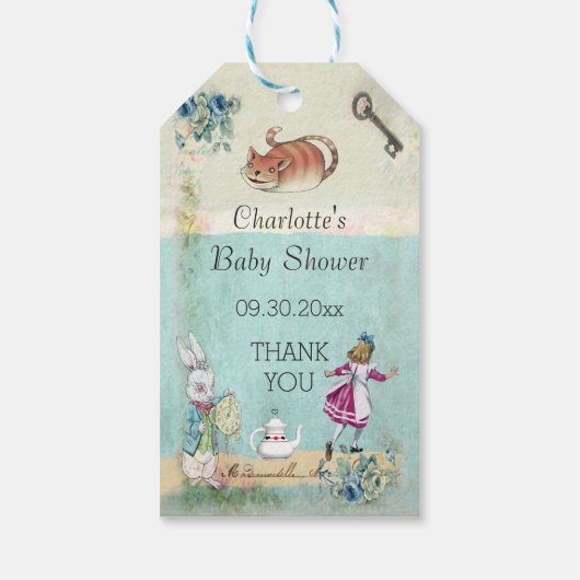 Baby shower Alice in Wonderland Dank u Cadeaulabel (Achterkant)