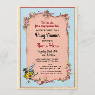 baby shower Alice Wonderland Rabbit Party Invite Kaart
