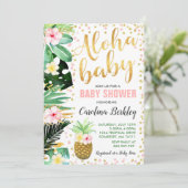Baby shower Aloha Invitation Baby shower tropical (Debout devant)