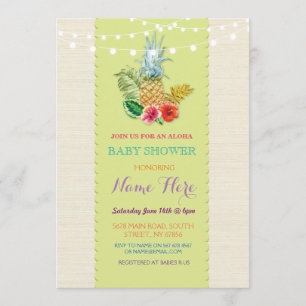 baby shower Aloha Luau Pineapple Invite Kaart