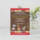 Baby shower Alphabet Jungle Invitation (Brown) (Debout devant)