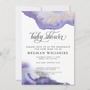 Baby Shower Amethist Waterverf Geode Kaart