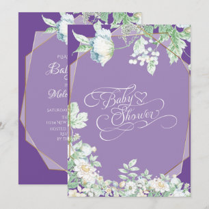 Baby Shower   Amethyst Violet Wildflowers Bessen Kaart