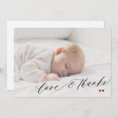 Baby shower amour et merci script simple photo (Devant / Derrière)