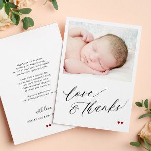 Baby shower amour et merci simple script photo