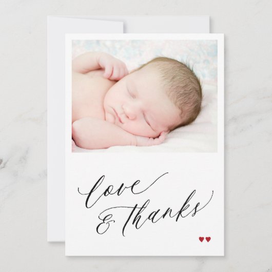 Baby shower amour et merci simple script photo (Devant)