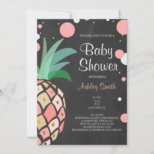Baby shower anananas uitnodiging Tropisch bridal (Voorkant)