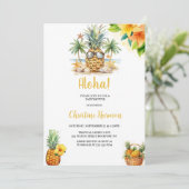 baby shower Ananas feest op het strand uitnodiging (Staand voorkant)