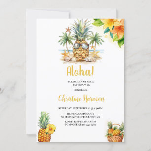 baby shower Ananas feest op het strand uitnodiging