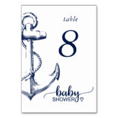 Baby shower Ancre nautique Numéro de table (Dos)