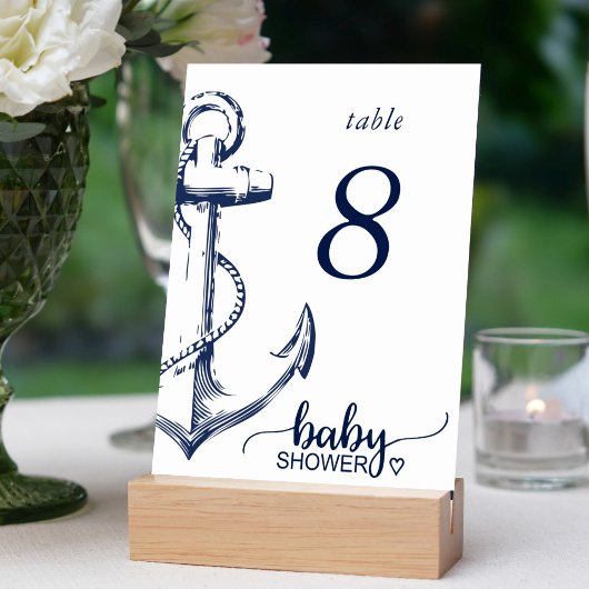 Baby shower Ancre nautique Numéro de table