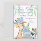 Baby shower animal de la jungle Invitation, Modèle (Devant / Derrière)
