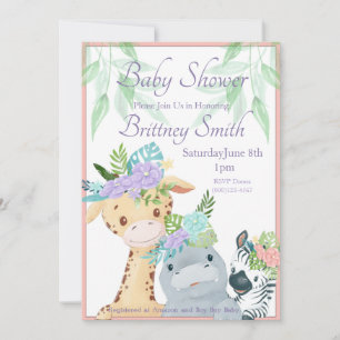 Baby shower animal de la jungle Invitation, Modèle