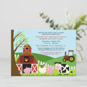 Baby shower Animaux de ferme Invitation (Debout devant)