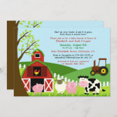 Baby shower Animaux de ferme Invitation (Devant / Derrière)