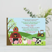 Baby shower Animaux de ferme Invitation (Debout devant)