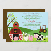 Baby shower Animaux de ferme Invitation (Devant / Derrière)