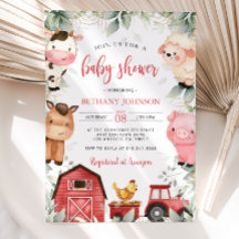 Baby shower Animaux de ferme Invitation