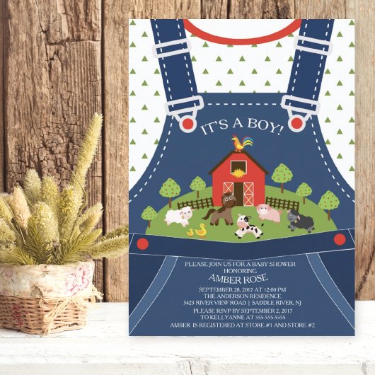 Baby shower Animaux de ferme Invitation