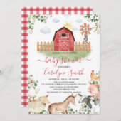 Baby shower Animaux de ferme Invitation (Devant / Derrière)