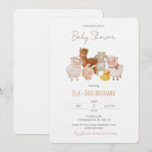 Baby shower Animaux de ferme mignons Invitation (Devant / Derrière)