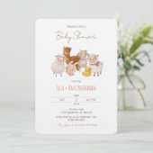 Baby shower Animaux de ferme mignons Invitation (Debout devant)