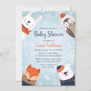 Baby shower Animaux d'hiver mignons Invitation