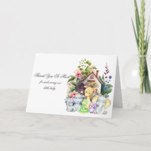 Baby shower Animaux mignons Carte de remerciements