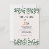 Baby shower Animaux Safari mignons Carte de remerc (Devant)