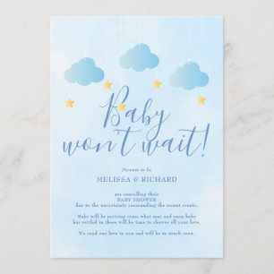 Baby shower Annulering Blue Shower per Mail Kaart